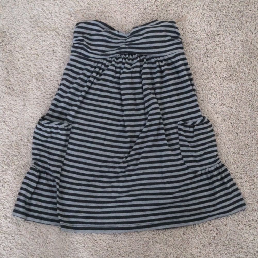 Sweetheart casual striped strapless mini dress